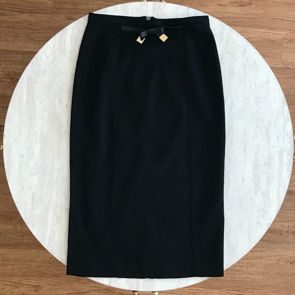 Burberry London Black Wool Skirt With Bow Sz 4